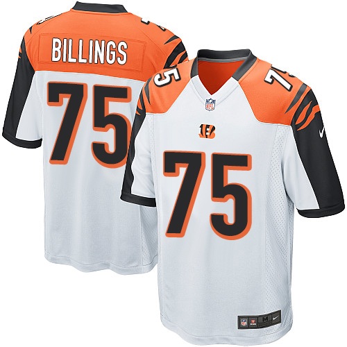 Men's Game Andrew Billings Nike Jersey White Road - #75 NFL Cincinnati Bengals